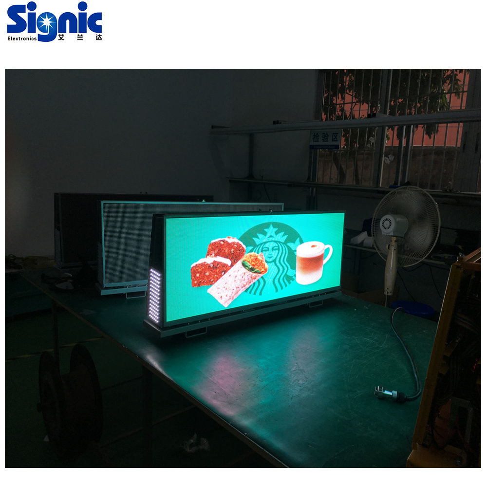 Shenzhen factory Double Sides P2.5mm  P3 P5  Wireless Led Display Board Taxi Car Top Led Video Sign