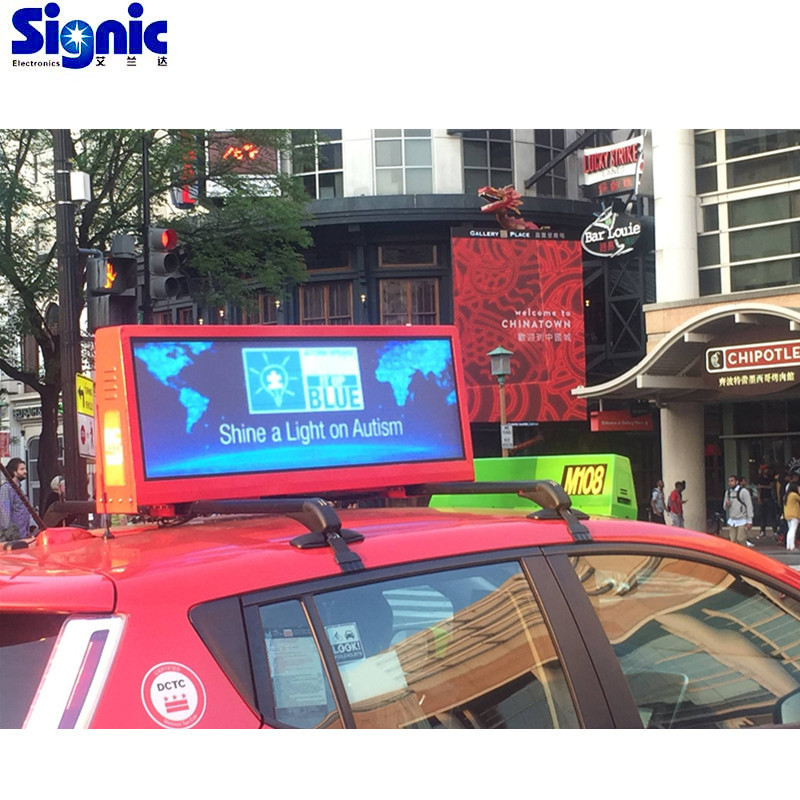 Outdoor waterproof 3G/4G taxi roof led display/led screen car advertising/taxi top sign