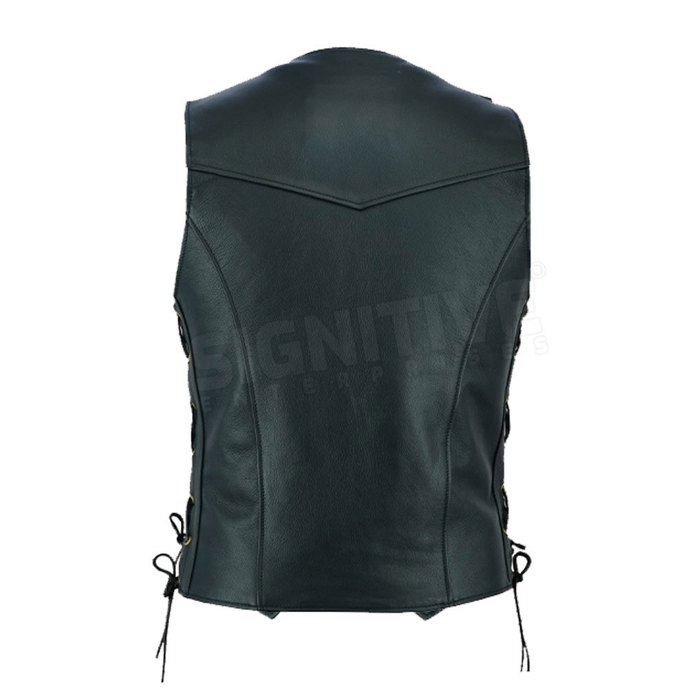 Hot Sale High Quality Men Biker Leather Vest Motorcycle Clothing Leather Motor Bike Vest For Sale