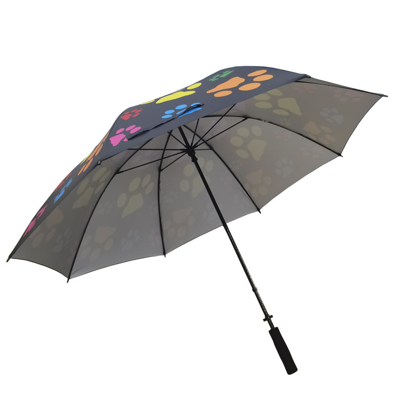 2023 New Frame Foot Print 34 Inch Golf Umbrella With Shoulder Strap