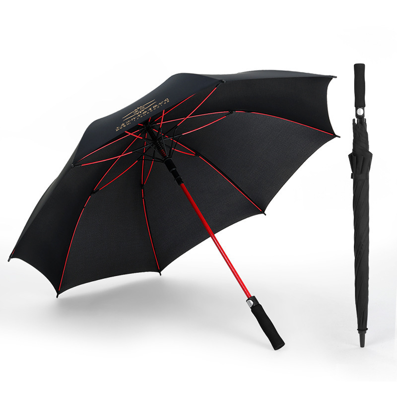 OEM Luxury Automatic Colored Frame Golf Umbrella Red Color Frame And Shaft Golf Umbrella