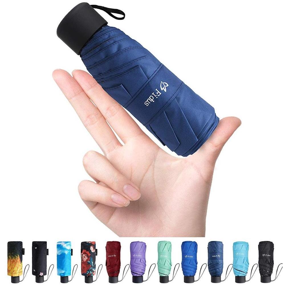 Super Sturdy 8 Ribs and Inverted Pole 5 Fold Mini Umbrella 5 Folding Umbrella