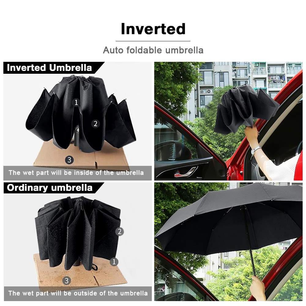 Bodyguard Inverted Windproof Umbrella 10 Ribs Automatic Travel Umbrella Portable Tiny Reverse Umbrella