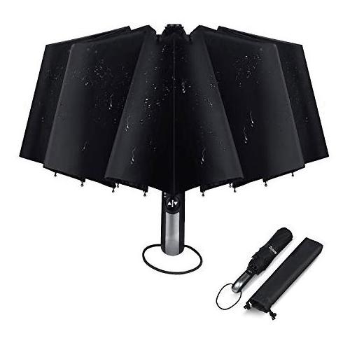 Windproof Travel Umbrella Compact Easy Open Close Folding Clear Umbrella  with 10 Strong Ribs  for Sun Rain and Backpack