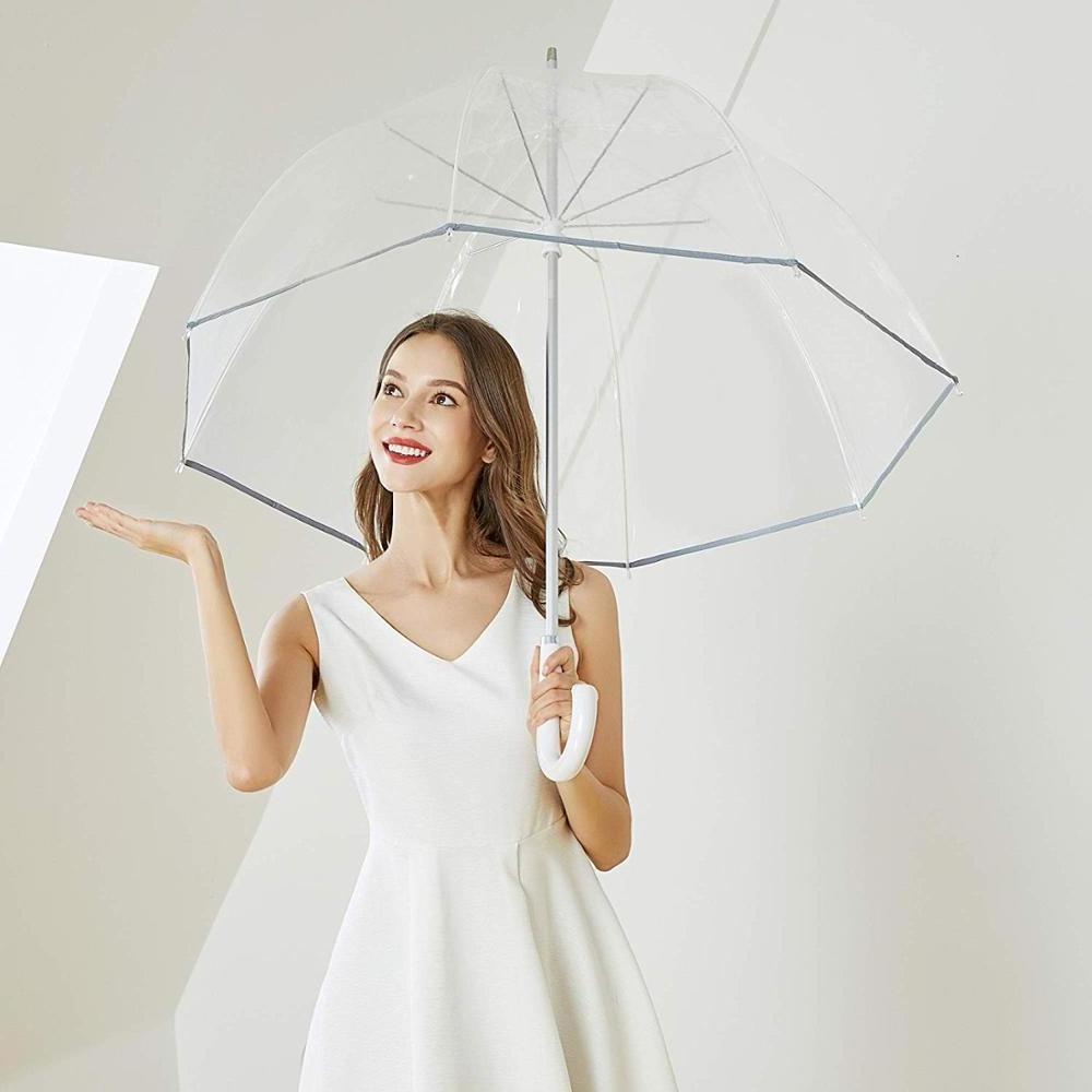 Bubble Clear Transparent Umbrella for Weddings, Bulk Large Adult Windproof Dome Rain Umbrella