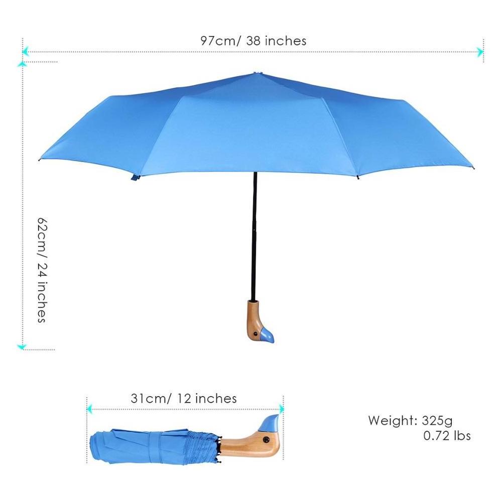 New Fashion Duck Head Wooden Handle Umbrella Compact Folding Travel Umbrella