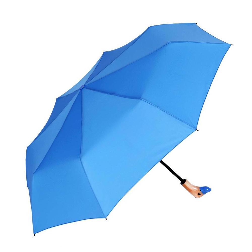 New Fashion Duck Head Wooden Handle Umbrella Compact Folding Travel Umbrella