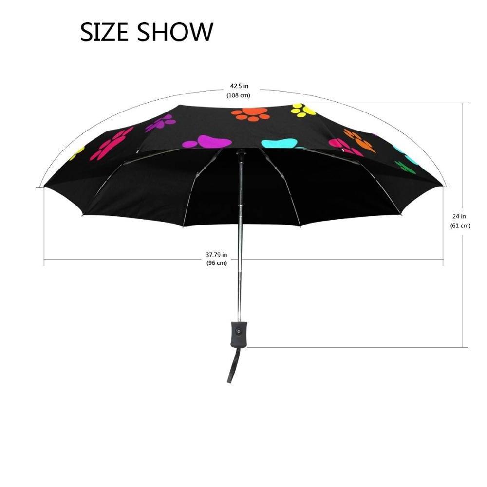 Colorful Dog Paw Print Compact Travel Umbrella Full Color Printed Umbrella Anti-UV Protective Waterproof Umbrella Automatic Open