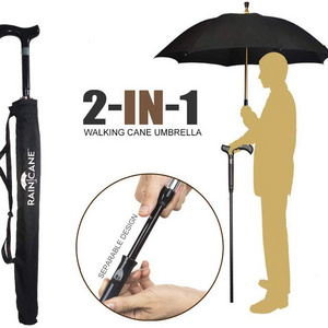 23 Inch Top Quality Strong And Durable Windproof Adjustable Walking Stick Umbrella For Old Man