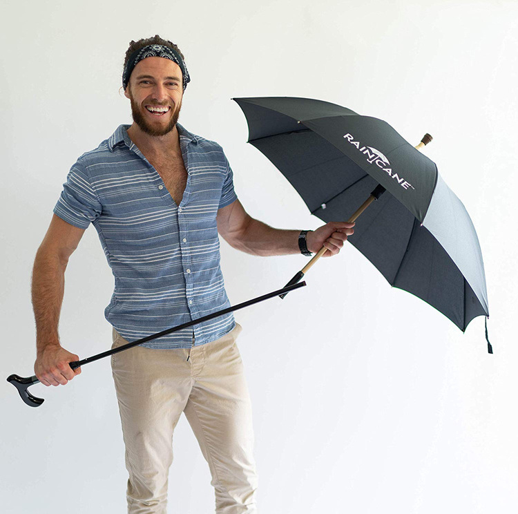 23 Inch Top Quality Strong And Durable Windproof Adjustable Walking Stick Umbrella For Old Man