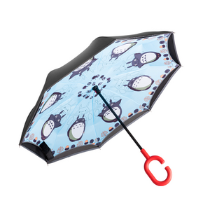 Manual Open Hands Free C Shape Handle Reverse Umbrella Inside Out Inverted Umbrella