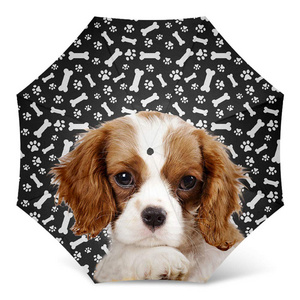 3 Fold Puppy Dog Printing Customize Portable Umbrella Foldable Parasol