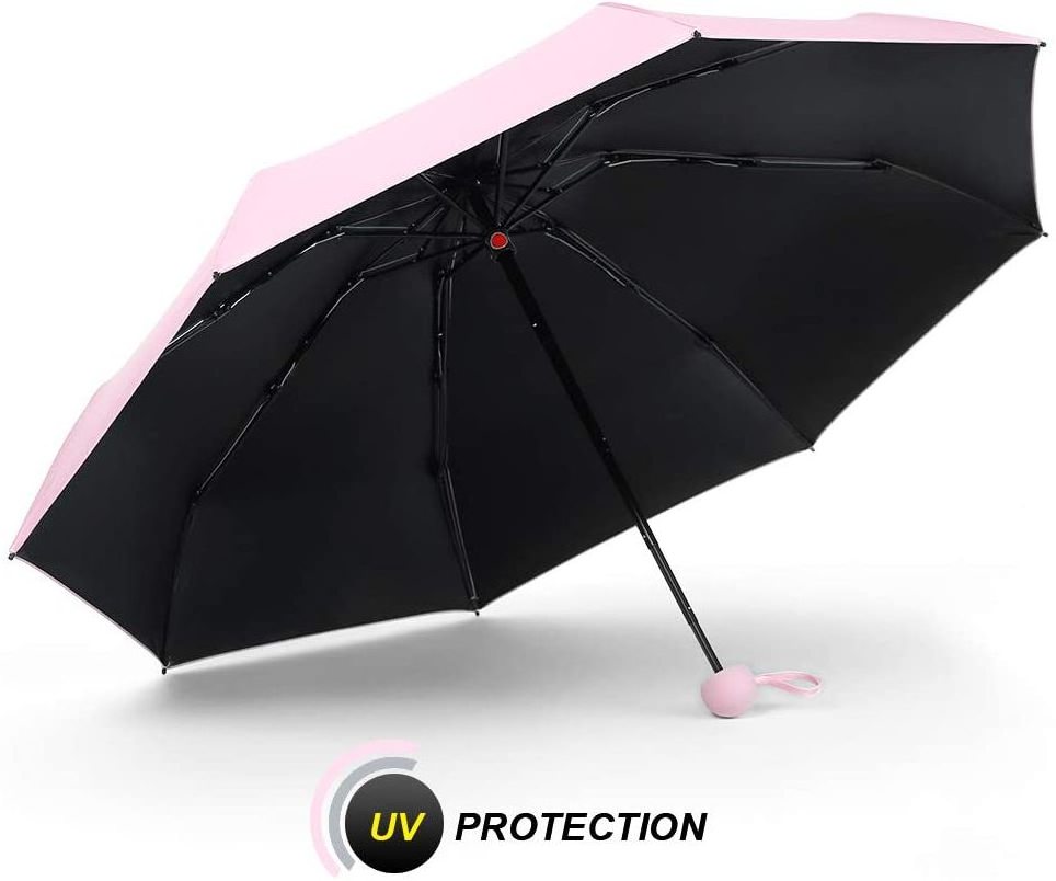 Mini Travel Umbrella Small Compact Umbrella with 99% UV Protection 8 Ribs Portable Umbrellas with Case