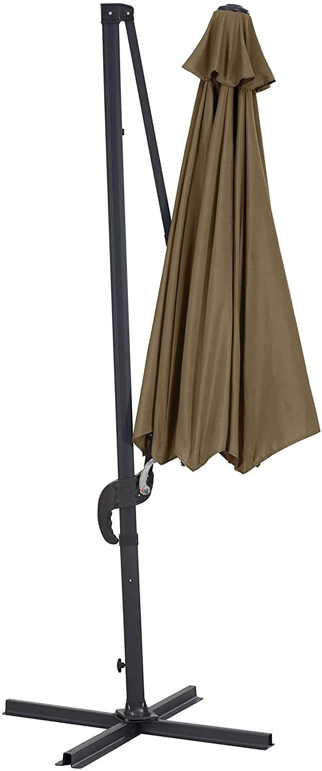 Adjustable Patio Hanging outdoor Umbrella parasol with Cantilever and Steel Frame 10 Foot