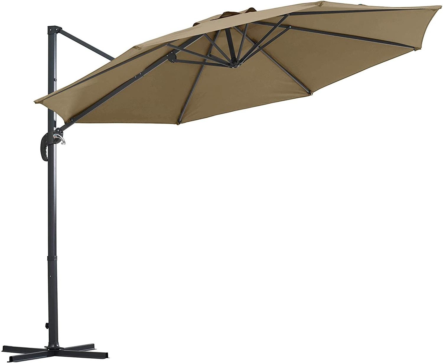 Adjustable Patio Hanging outdoor Umbrella parasol with Cantilever and Steel Frame 10 Foot