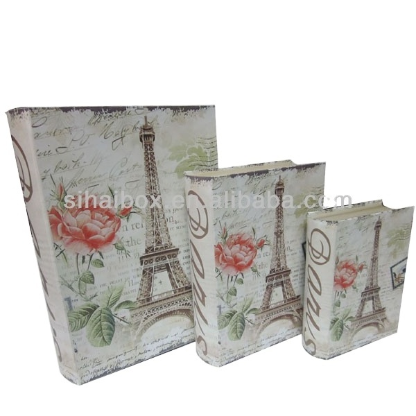 Pretty cute and small fake book decorative storage box with Paris design for sale