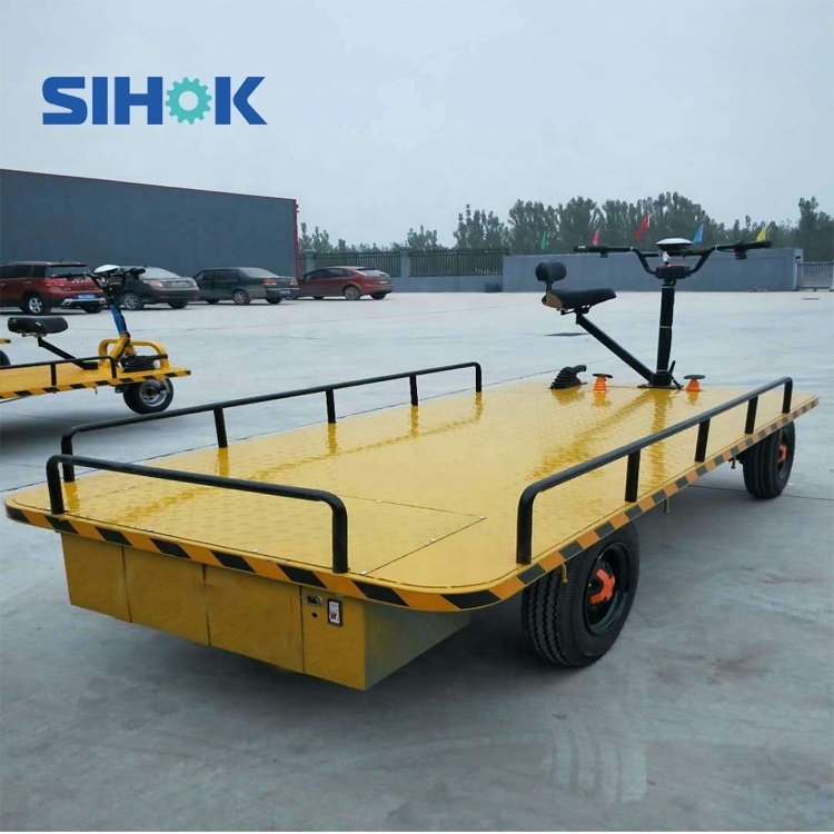 China logistics industry widely used  heavy duty cargo carrier four wheels electric flat trolley with seat