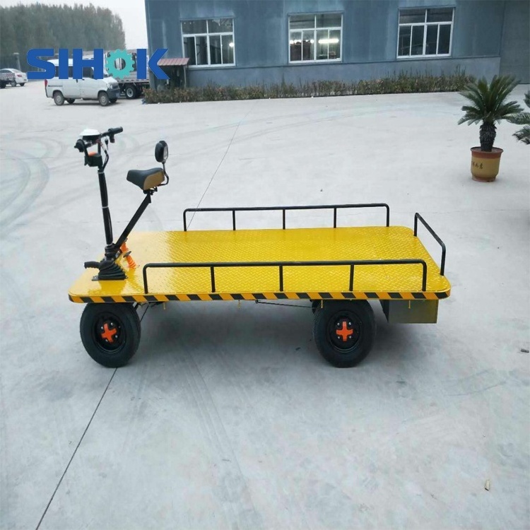 China logistics industry widely used  heavy duty cargo carrier four wheels electric flat trolley with seat