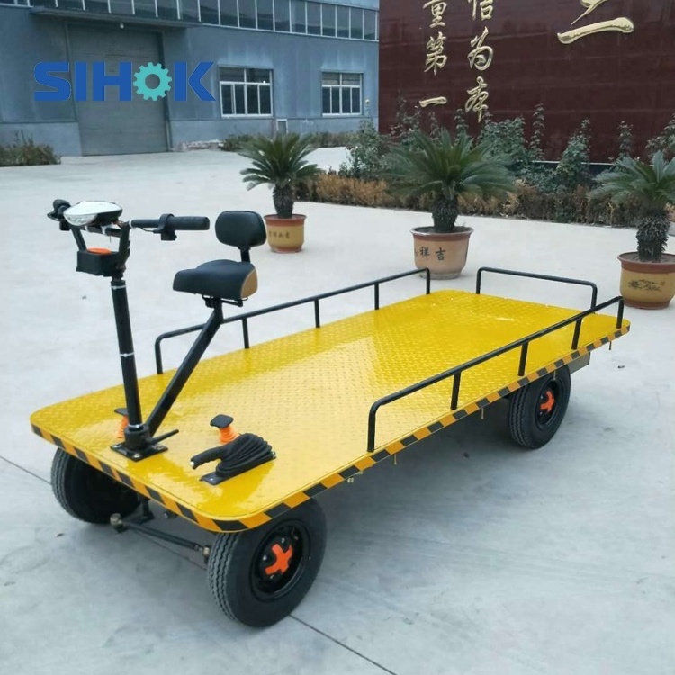 Heavy duty transport motorized carts 4 wheels battery powered electric flat bed cart for warehouse logistics garden