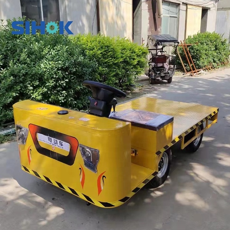 Warehouse turnover goods pallet truck heavy duty cargo platform trolley four wheel logistics electric flatbed trolley