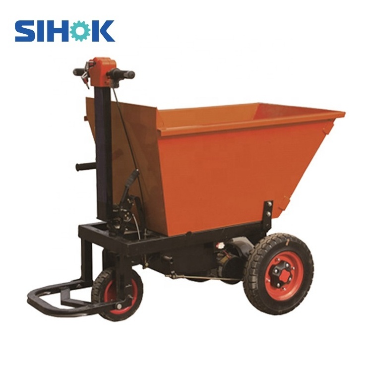 Multi-function manual mini engineering dump cart 3 wheels electric farm cart 500kg heavy duty trolleys