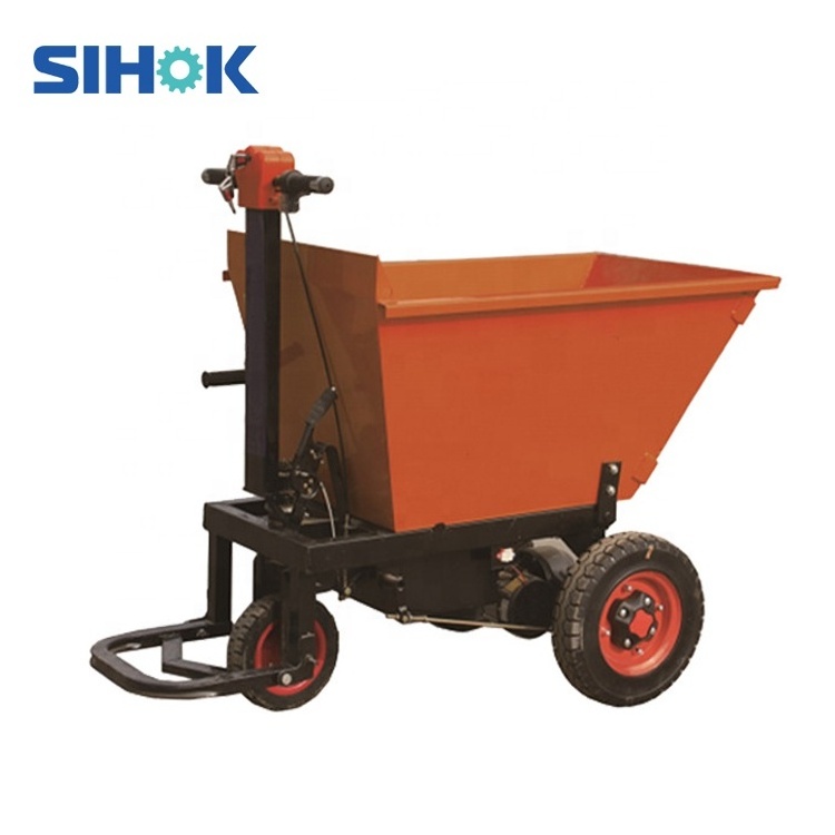 Multi-function manual mini engineering dump cart 3 wheels electric farm cart 500kg heavy duty trolleys