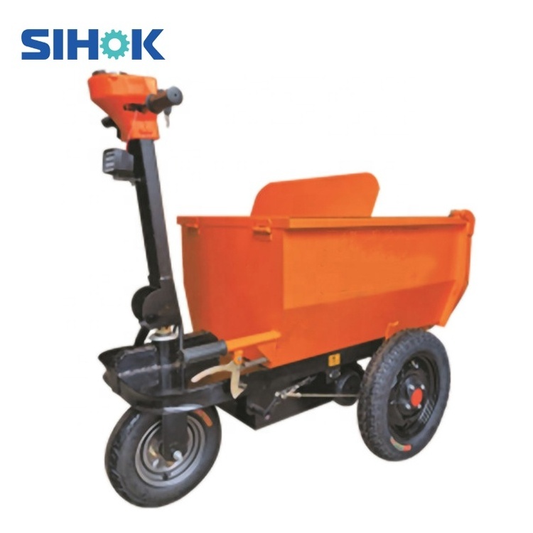 Best selling small engineering electric tricycle hand tipping hopper trolley cart 500kg heavy duty garden dump cart