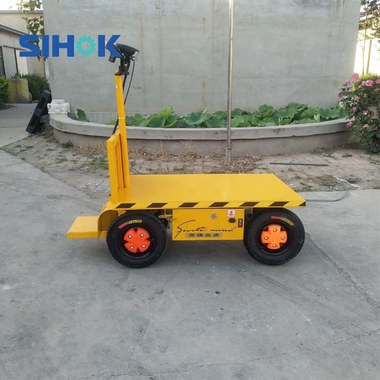 Hot selling 4 wheels cargo transport trolley beach electric powered trolley garden warehouse electric platform cart