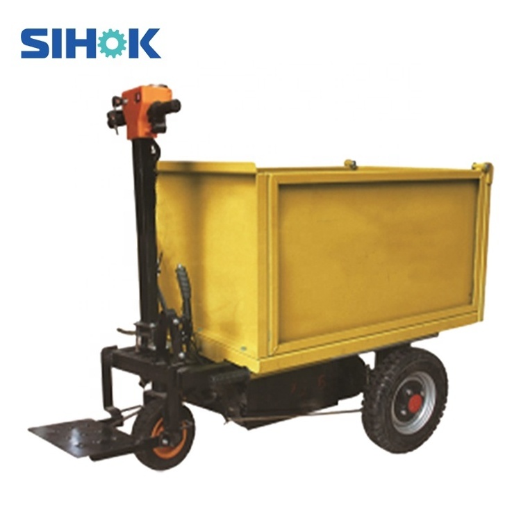 Best selling small engineering electric tricycle hand tipping hopper trolley cart 500kg heavy duty garden dump cart