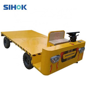 Warehouse turnover goods pallet truck heavy duty cargo platform trolley four wheel logistics electric flatbed trolley