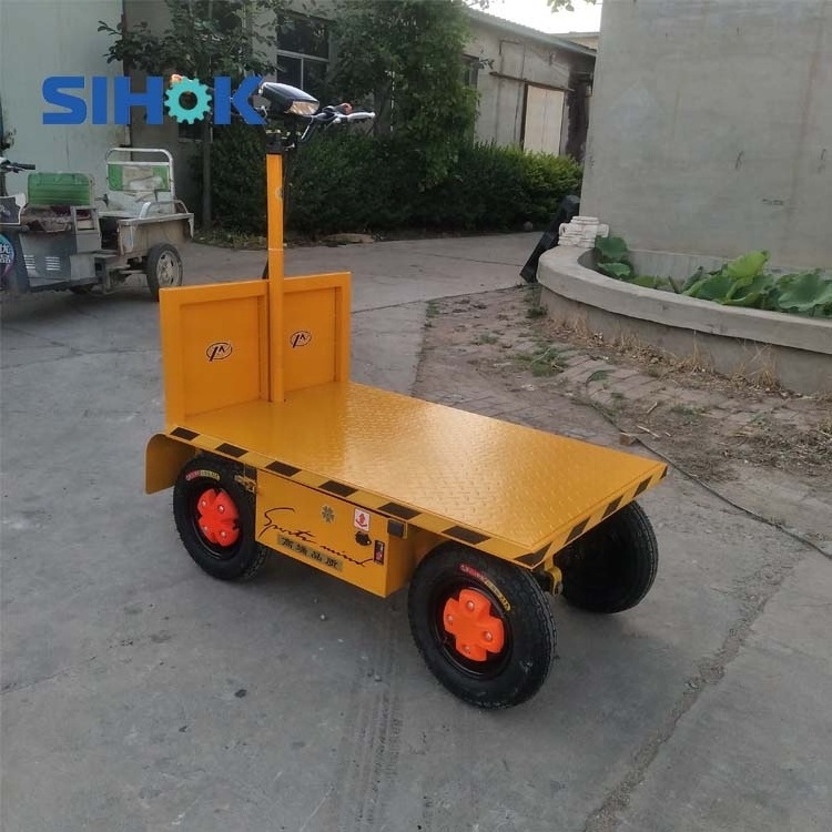 Hot selling 4 wheels cargo transport trolley beach electric powered trolley garden warehouse electric platform cart