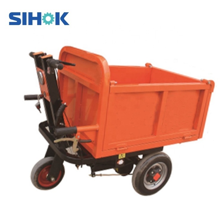 Best selling small engineering electric tricycle hand tipping hopper trolley cart 500kg heavy duty garden dump cart