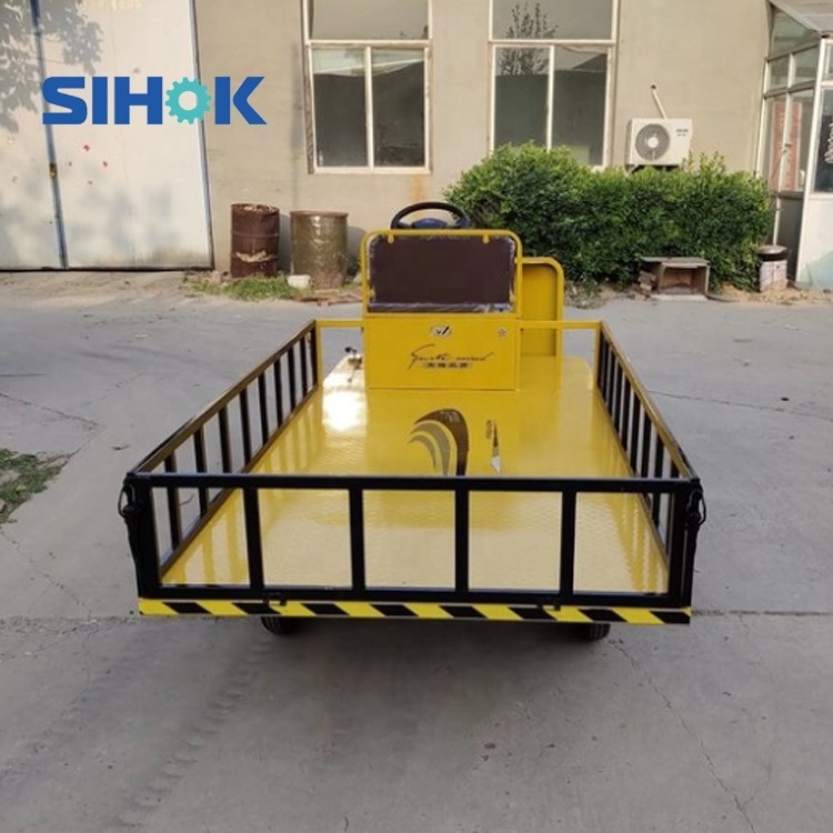 Warehouse turnover goods pallet truck heavy duty cargo platform trolley four wheel logistics electric flatbed trolley