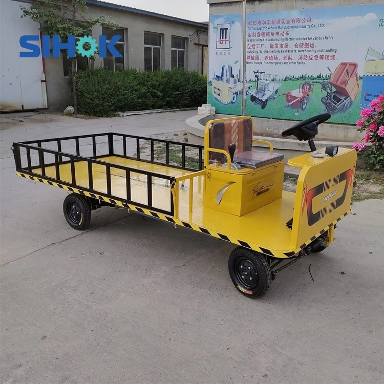 Warehouse turnover goods pallet truck heavy duty cargo platform trolley four wheel logistics electric flatbed trolley