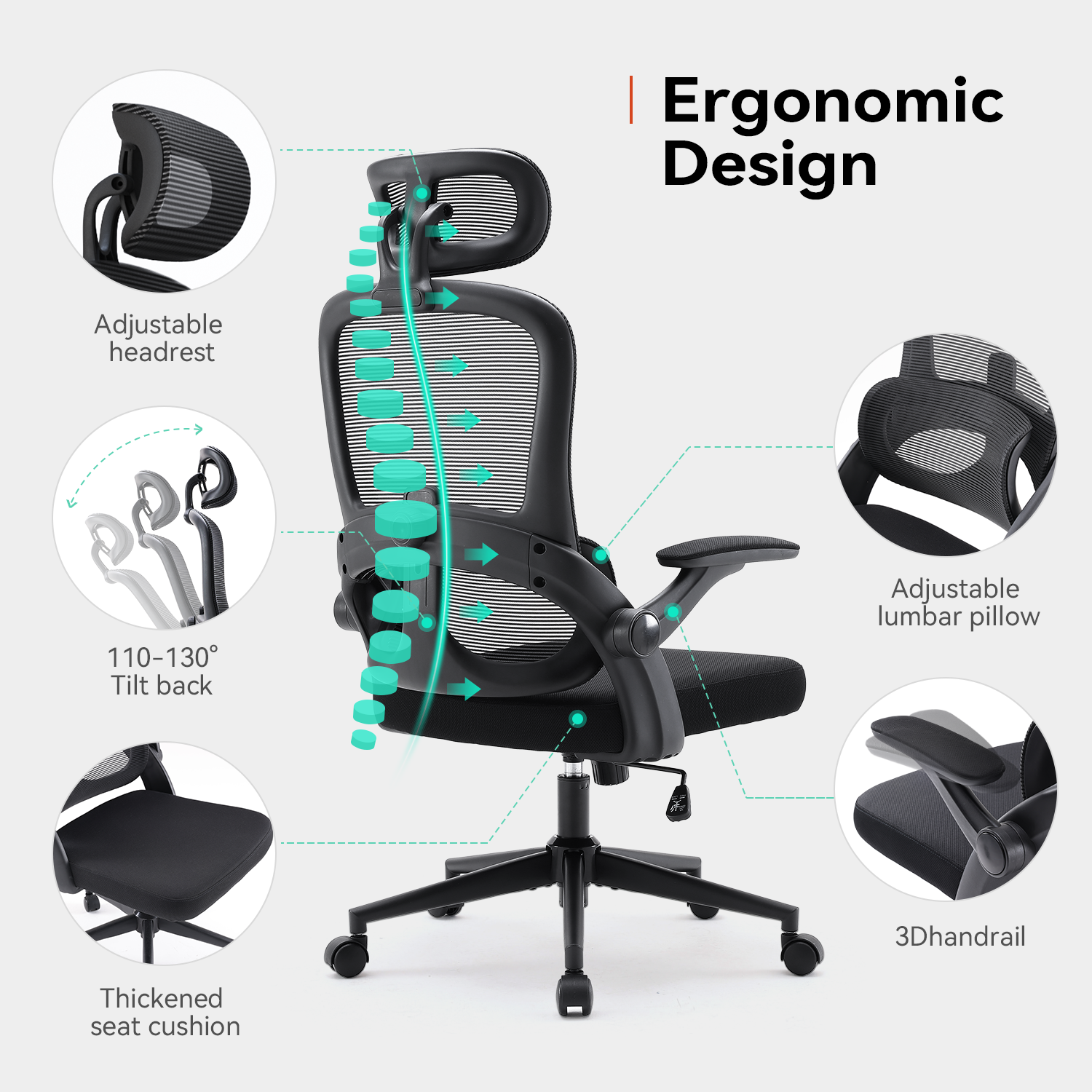 SIHOO M102C Modern Mesh Office Chair 3D Adjustable Armrest and Lumbar Support Comfortable Bedroom Furniture