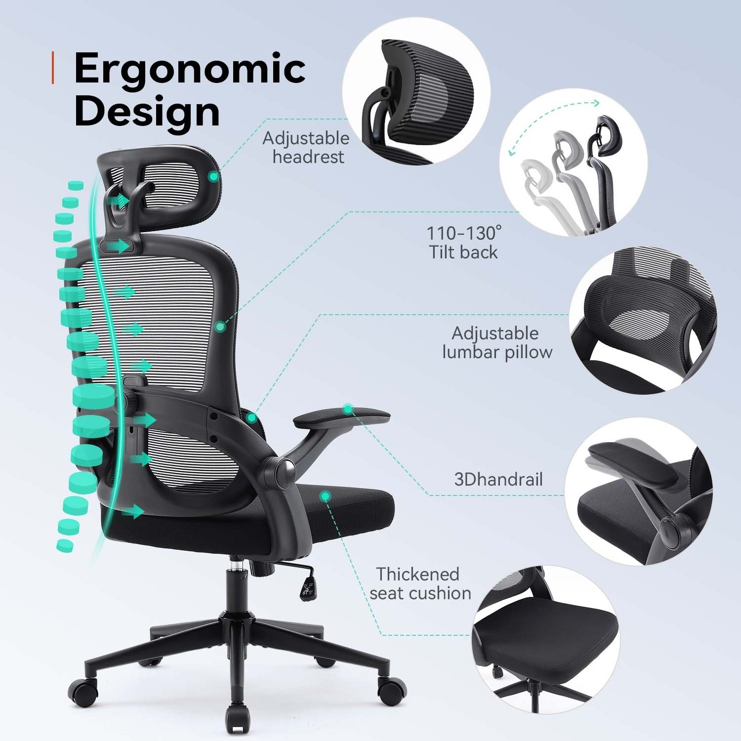 SIHOO M102C Bedroom Furniture 3D adjustable armrest Adjustable lumbar support Comfortable office chairs