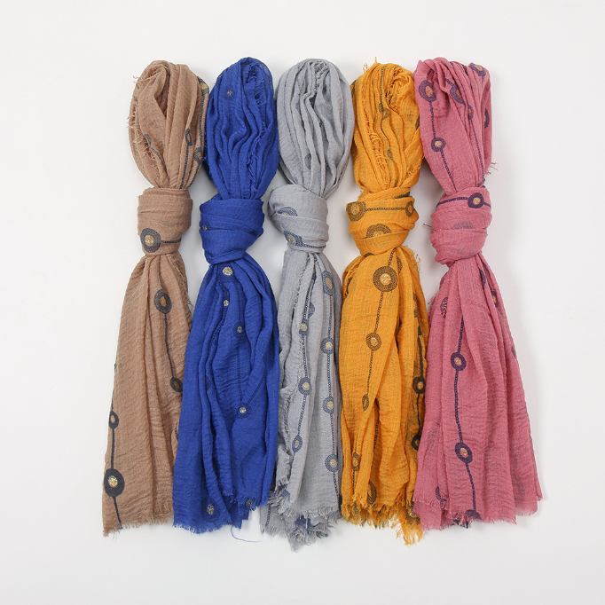 Fashion solid color printed scarf cotton scarves hijab muslim hair scarf