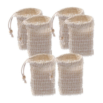 Eco Friendly Natural Exfoliating Bath Sisal Soap Mesh Drawstring Pouch Bag Organic Biodegradable Hemp Cotton Sisal Soap Bag