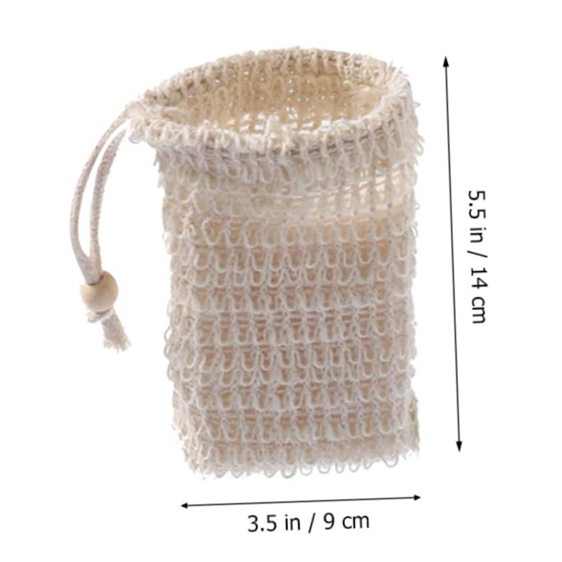 Eco Friendly Natural Exfoliating Bath Sisal Soap Mesh Drawstring Pouch Bag Organic Biodegradable Hemp Cotton Sisal Soap Bag