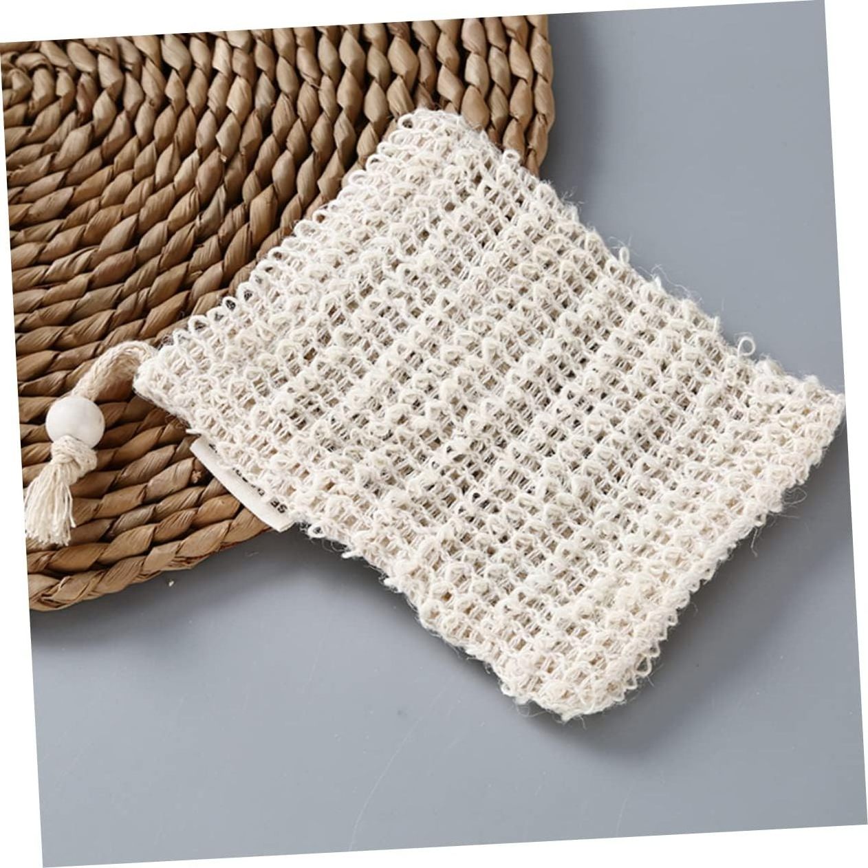 Eco Friendly Natural Exfoliating Bath Sisal Soap Mesh Drawstring Pouch Bag Organic Biodegradable Hemp Cotton Sisal Soap Bag