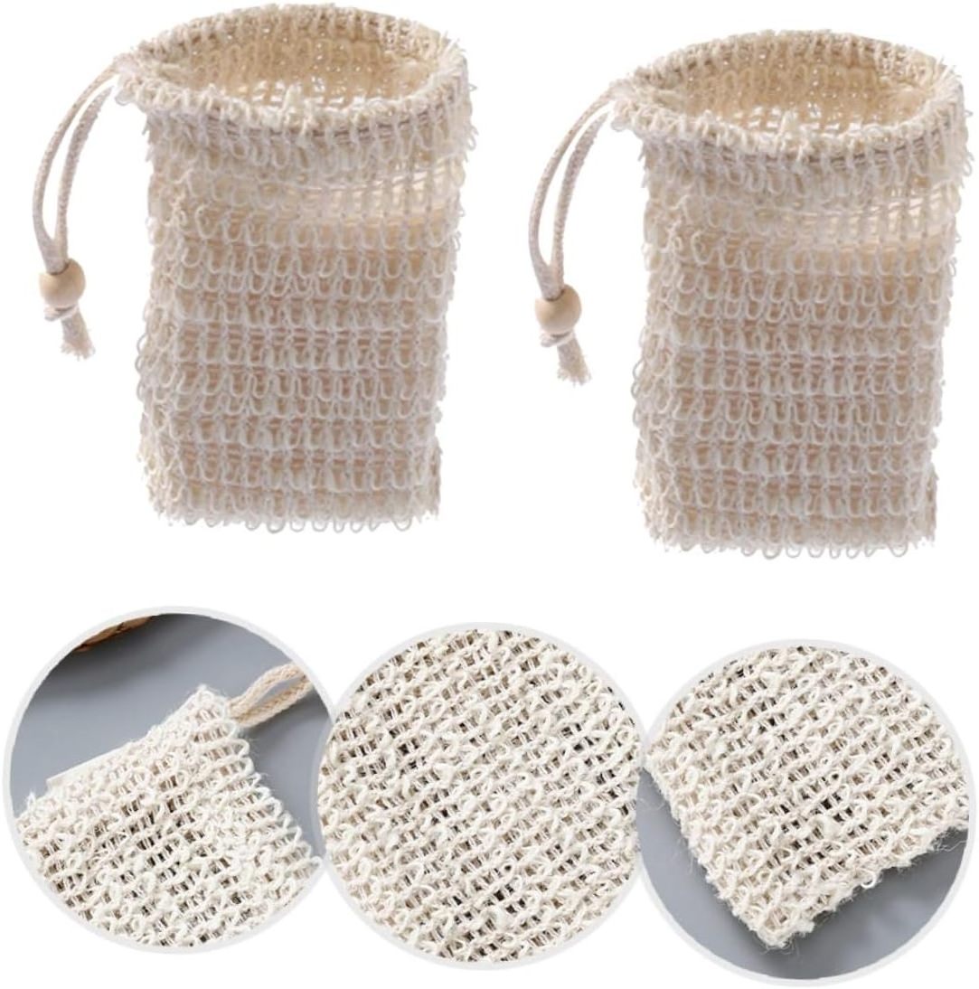 Eco Friendly Natural Exfoliating Bath Sisal Soap Mesh Drawstring Pouch Bag Organic Biodegradable Hemp Cotton Sisal Soap Bag