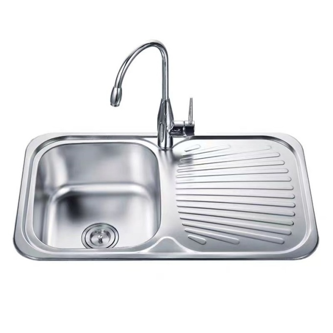 Kitchen Equipment Commercial Pressed Sink Basin Stainless Steel Single Bowl Farm House Kitchen Sink With Tray