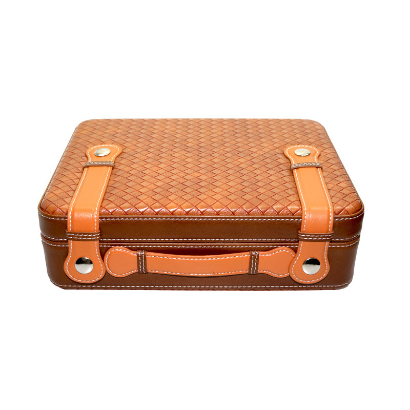 Personal And Commercial Cedar Cigar Humidor Leather Desktop Box Portable Travel Cigar Case With Hygrometer And Humidifier