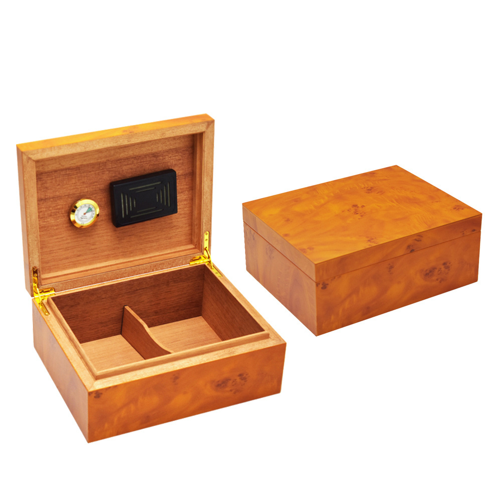 Customized Cigar Humidor Case Wooden Storage Packaging Cigar Boxes With Hygrometer And Humidifier