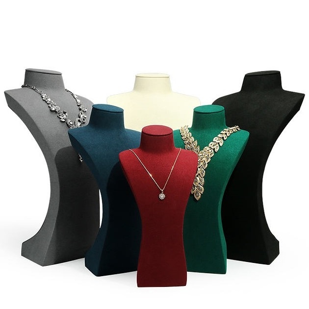 SKQ Necklace display Five Colour Microfiber Jewelry Bust necklaces window display jewelry display mannequin