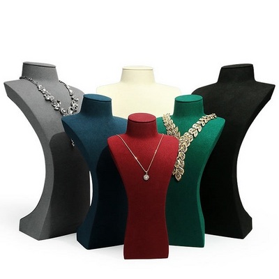 SKQ Necklace display Five Colour Microfiber Jewelry Bust necklaces window display jewelry display mannequin