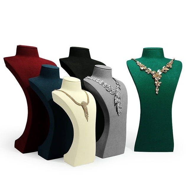 SKQ Necklace display Five Colour Microfiber Jewelry Bust necklaces window display jewelry display mannequin