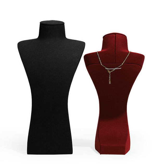 SKQ Necklace display Five Colour Microfiber Jewelry Bust necklaces window display jewelry display mannequin