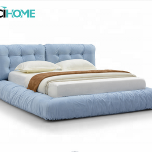 SCIHOME Italian Noric Cloud Bed Tufted Design Solid Wood Modern King Queen Size Bed