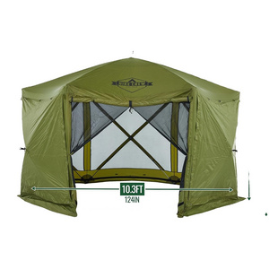 12 feet Pop-Up Gazebo Screen Tent | 6-Sided Outdoor Canopy Shelter w/Built-in Zippered Wind Panels Pop up gazebo